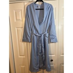 Gillian &‎ O'Malley Women S/M Robe Blue Wrap Terrycloth Lined Long w/Pockets EUC
